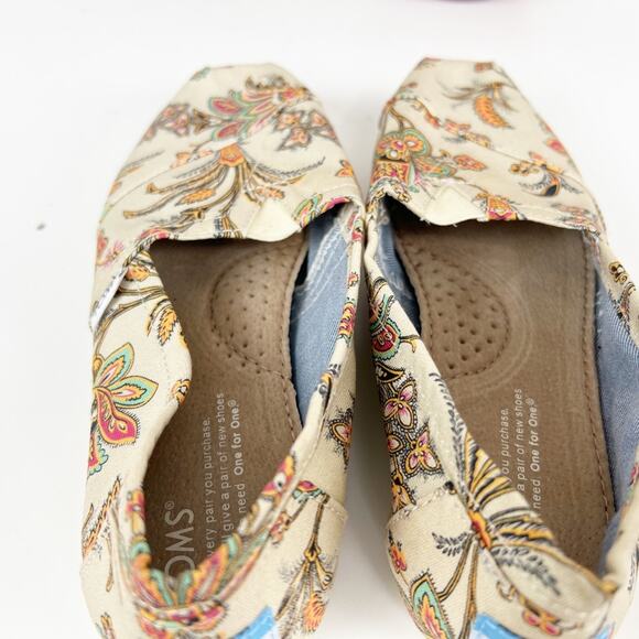 TOMS NWOT‎ Classic Vintage Paisley Canvas Slip On Alpargata Flats Shoes Size 6W - Picture 12 of 12